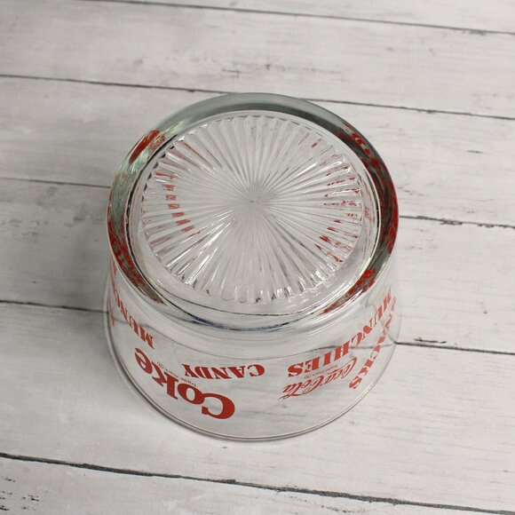 Coke Cola Vintage Snack Serving Bowl Heavy Glass Red Munchies - Picture 5 of 5
